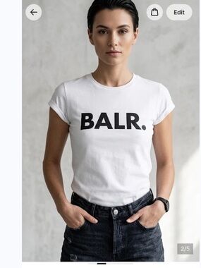 B.A.L.R. White T shirt with Black Logo - Sz S